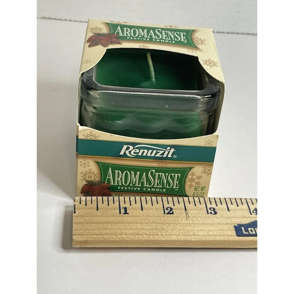 VTG Renuzit Aromasense  Plentiful Pine Glass Candle, 6.5 Oz NOS 2000